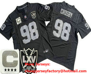 Men's Las Vegas Raiders #98 Maxx Crosby Limited Black C Patch 65th Season FUSE Vapor Jersey