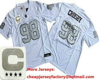 Men's Las Vegas Raiders #98 Maxx Crosby Limited White Alternate C Patch FUSE Vapor Jersey