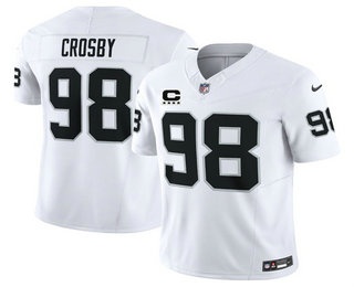Men's Las Vegas Raiders #98 Maxx Crosby Limited White C Patch FUSE Vapor Jersey