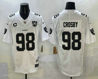 Men's Las Vegas Raiders #98 Maxx Crosby Limited White C Patch Fashion Vapor Jersey