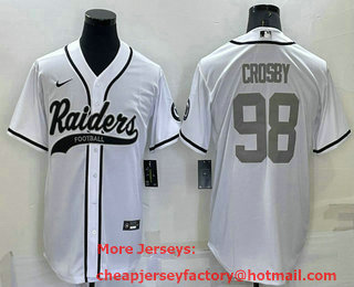Men's Las Vegas Raiders #98 Maxx Crosby White Grey Stitched MLB Cool Base Nike Baseball Jersey