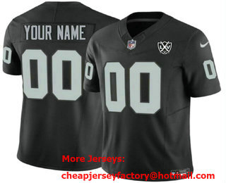 Men's Las Vegas Raiders Active Player Custom Black 2024 FUSE 65th Patch Vapor Stitched Jersey