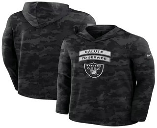 Men's Las Vegas Raiders Black 2026 Salute to Service Sideline Lightweight Hoodie Long Sleeve Top