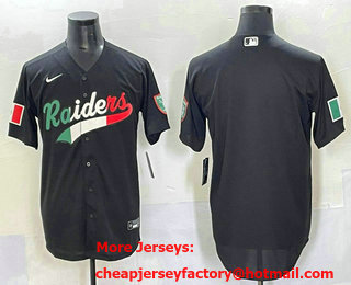 Men's Las Vegas Raiders Blank Black Mexico Cool Base Stitched Baseball Jersey
