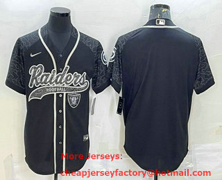 Men's Las Vegas Raiders Blank Black Reflective With Patch Cool Base Stitched Baseball Jersey