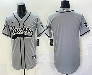 Men's Las Vegas Raiders Blank Grey Cool Base Stitched Baseball Jersey
