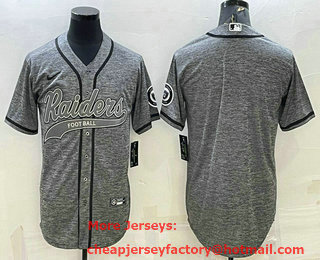 Men's Las Vegas Raiders Blank Grey Gridiron With Patch Cool Base Stitched Baseball Jersey