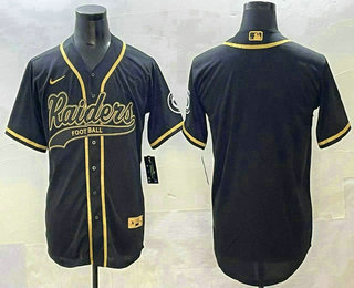 Men's Las Vegas Raiders Blank Limited Black Gold Fashion Baseball Jersey