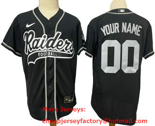 Men's Las Vegas Raiders Custom Black Stitched MLB Cool Base Nike Baseball Jersey