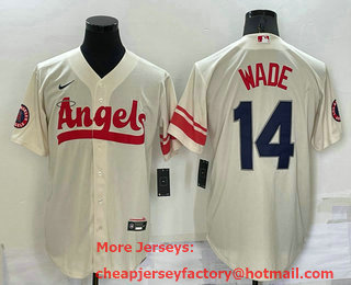 Men's Los Angeles Angels #14 Tyler Wade Cream 2022 City Connect Cool Base Stitched Jersey