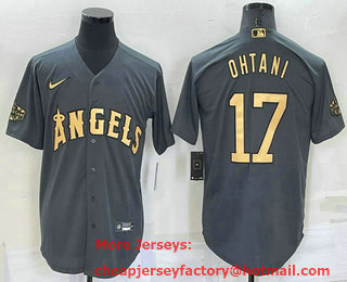 Men's Los Angeles Angels #17 Shohei Ohtani Grey 2022 All Star Stitched Cool Base Nike Jersey