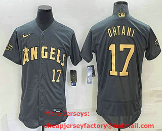 Men's Los Angeles Angels #17 Shohei Ohtani Number Grey 2022 All Star Stitched Flex Base Nike Jersey