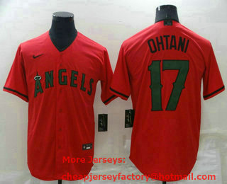 Men's Los Angeles Angels #17 Shohei Ohtani Red 2022 Memorial Day Stitched MLB Nike Cool Base Jersey