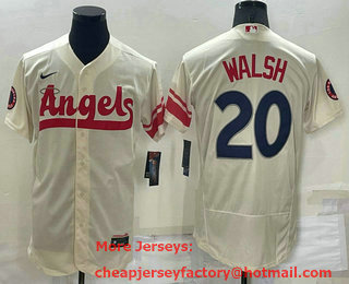Men's Los Angeles Angels #20 Jared Walsh Cream 2022 City Connect Flex Base Stitched Jersey