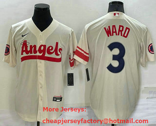 Men's Los Angeles Angels #3 Taylor Ward Cream 2022 City Connect Cool Base Stitched Jersey