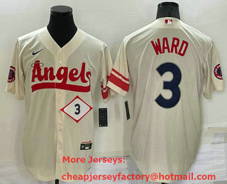 Men's Los Angeles Angels #3 Taylor Ward Number Cream 2022 City Connect Cool Base Stitched Jersey