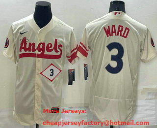 Men's Los Angeles Angels #3 Taylor Ward Number Cream 2022 City Connect Flex Base Stitched Jersey