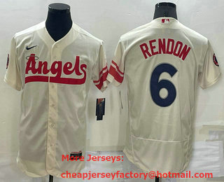 Men's Los Angeles Angels #6 Anthony Rendon Cream 2022 City Connect Flex Base Stitched Jersey