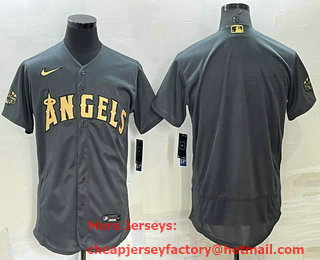 Men's Los Angeles Angels Blank Grey 2022 All Star Stitched Flex Base Nike Jersey