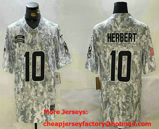 Men's Los Angeles Chargers #10 Justin Herbert Arctic Camo 2024 FUSE Salute to Service Limited Stitched Jersey