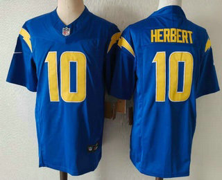 Men's Los Angeles Chargers #10 Justin Herbert Royal FUSE Vapor Limited Jersey
