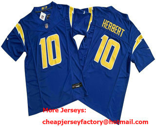 Men's Los Angeles Chargers #10 Justin Herbert Royal FUSE Vapor Limited Jersey