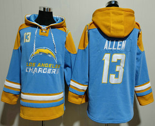 Men's Los Angeles Chargers #13 Keenan Allen Light Blue Ageless Must Have Lace Up Pullover Hoodie