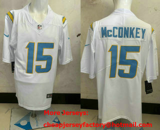 Men's Los Angeles Chargers #15 Chargers Ladd McConkey White Vapor Limited Stitched Jersey