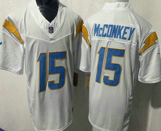 Men's Los Angeles Chargers #15 Ladd McConkey Limited White FUSE Vapor Jersey