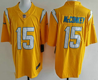 Men's Los Angeles Chargers #15 Ladd McConkey Limited Yellow Vapor Jersey