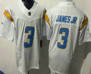 Men's Los Angeles Chargers #3 Derwin James Jr Limited White FUSE Vapor Jersey