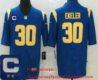 Men's Los Angeles Chargers #30 Austin Ekeler Limited Royal C Patch Vapor Jersey