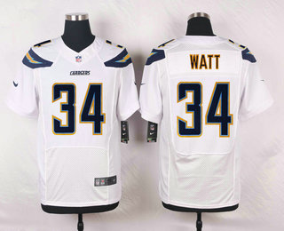 Men's Los Angeles Chargers #34 Derek Watt White Road NFL Nike Elite Jersey