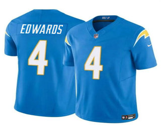 Men's Los Angeles Chargers #4 Gus Edwards Light Blue 2024 FUSE Vapor Limited Stitched Football Jersey