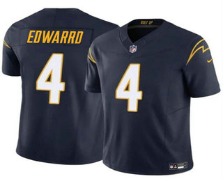 Men's Los Angeles Chargers #4 Gus Edwards Navy 2024 FUSE Vapor Limited Stitched Football Jersey
