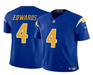 Men's Los Angeles Chargers #4 Gus Edwards Royal 2024 FUSE Vapor Limited Stitched Football Jersey