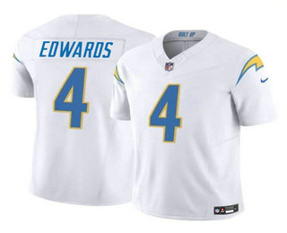 Men's Los Angeles Chargers #4 Gus Edwards White 2024 FUSE Vapor Limited Stitched Football Jersey