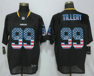 Men's Los Angeles Chargers #99 Jerry Tillery Black USA Flag Fashion NFL Nike Elite Jersey