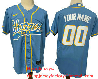 Men's Los Angeles Chargers Custom Light Blue Stitched MLB Cool Base Nike Baseball Jersey