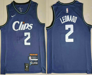 Men's Los Angeles Clippers #2 Kawhi Leonard Blue 2024 City Edition Swingman Sponsor Stitched Jersey