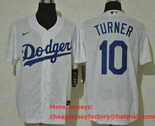 Men's Los Angeles Dodgers #10 Justin Turner White Stitched MLB Cool Base Nike Jersey