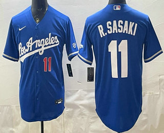 Men's Los Angeles Dodgers #11 Roki Sasaki Blue Alternate Stadium Jersey