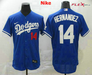 Men's Los Angeles Dodgers #14 Enrique Hernandez Blue Stitched MLB Flex Base Nike Jersey
