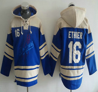 Men's Los Angeles Dodgers #16 Andre Ethier Blue Alternate MLB Hoodie
