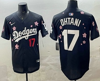 Men's Los Angeles Dodgers #17 Shohei Ohtani Black 2025 Tokyo Series Limited Jersey
