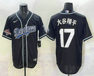 Men's Los Angeles Dodgers #17 Shohei Ohtani Black Japanese Fashion Baseball Jersey
