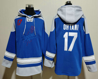 Men's Los Angeles Dodgers #17 Shohei Ohtani Blue Ageless Must Have Lace Up Pullover Hoodie