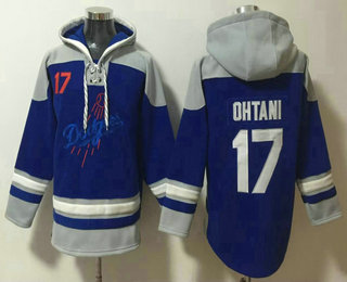 Men's Los Angeles Dodgers #17 Shohei Ohtani Blue Ageless Must Have Lace Up Pullover Hoodie