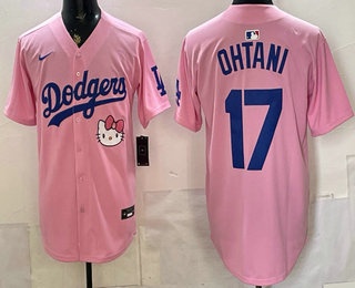 Men's Los Angeles Dodgers #17 Shohei Ohtani Pink 2025 Hello Kitty Limited Stitched Jersey