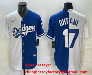 Men's Los Angeles Dodgers #17 Shohei Ohtani White Blue Two Tone Stitched Baseball Jersey 11